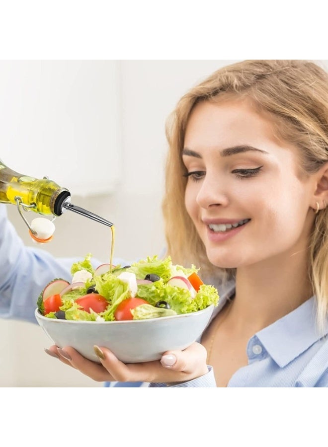 هوم زون عبوة من 12 قطعة من فوهة سكب الزيت مع اغطية مطاطية للغبار وفوهة صب المشروبات من الستانلس ستيل لزيت الزيتون والخل - Image 3